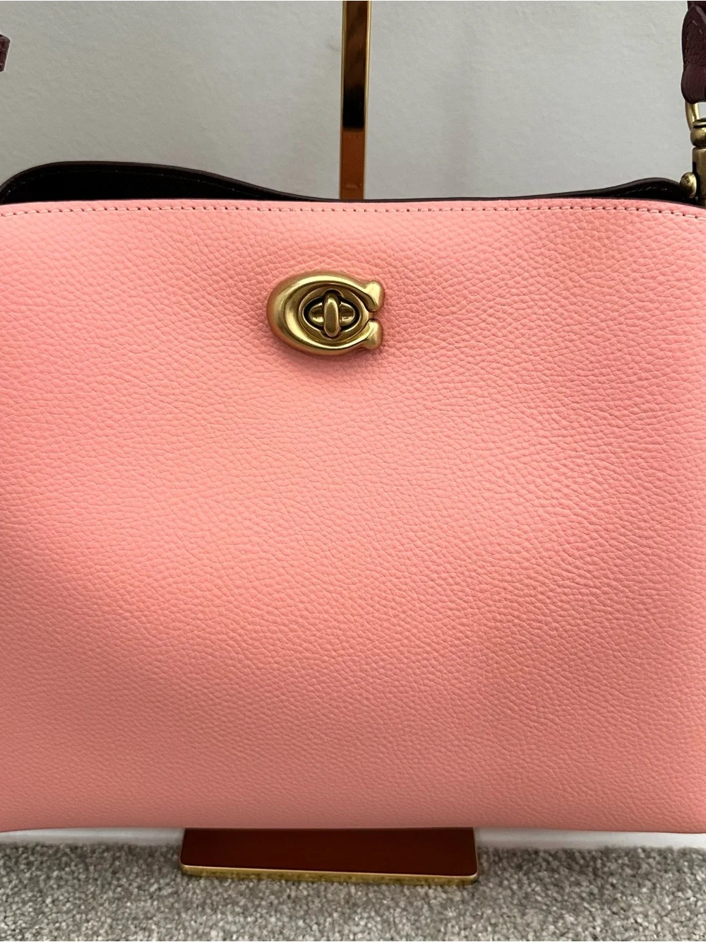 Coach Women's Willow Brass/Candy Pink Multi Colorblock Shoulder Bag (C2590)- New